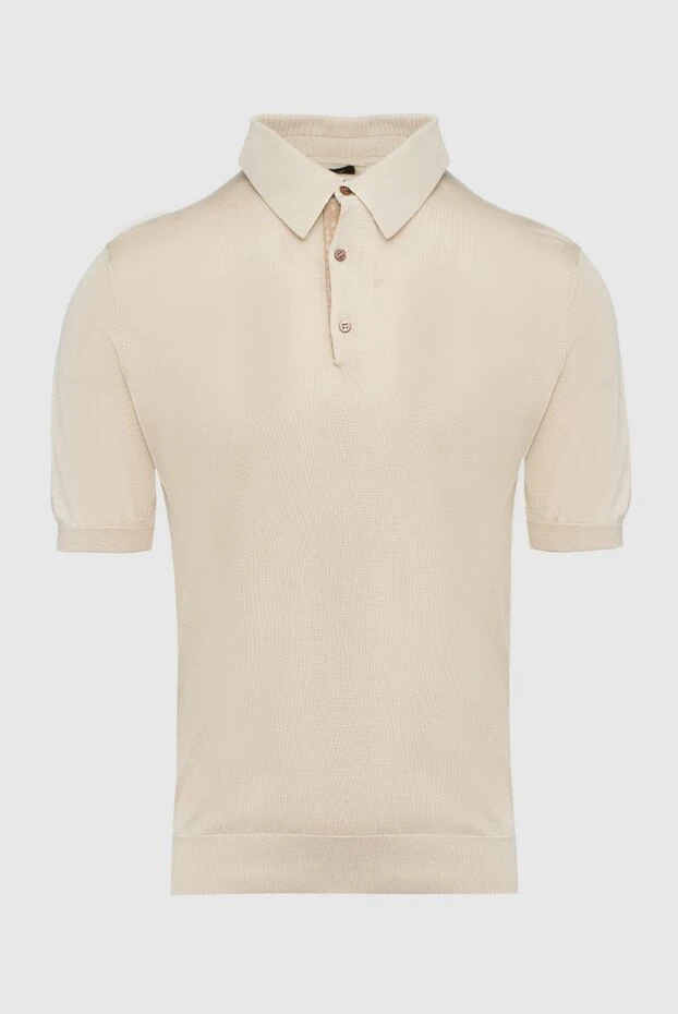 Stefano Ricci поло з шовку та шкіри крокодила бежеве чоловіче 160582 - фото 1