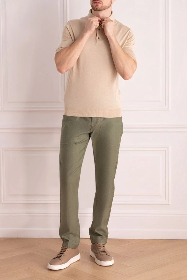 Stefano Ricci поло из шелка и кожи крокодила бежевое мужское 160582 - фото 2