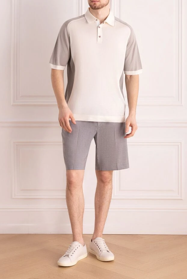 Polo from silk and crocodile leather white men's - photo 2