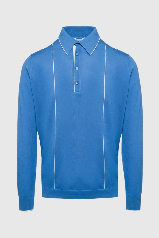 Stefano Ricci поло з довгим рукавом з шовку та шкіри крокодила блакитне чоловіче 160595 - фото 1