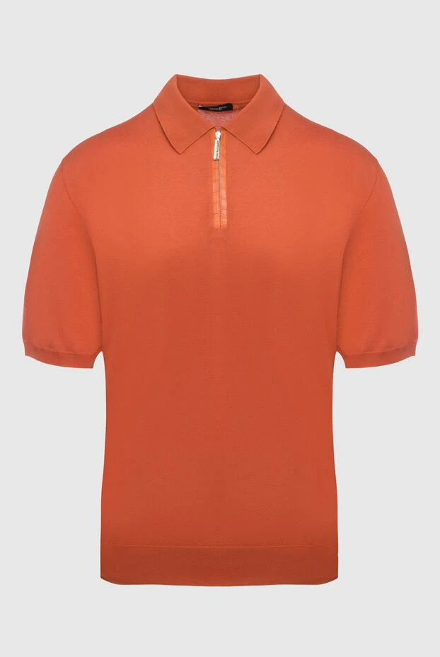 Stefano Ricci поло з бавовни та шкіри крокодила помаранчеве чоловіче 160596 - фото 1