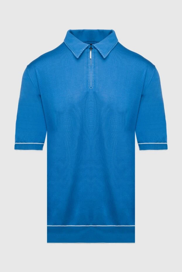 Stefano Ricci поло з шовку блакитне чоловіче 160597 - фото 1