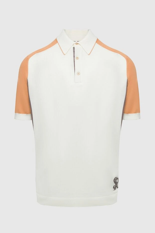 Stefano Ricci поло з шовку та шкіри крокодила біле чоловіче 160601 - фото 1