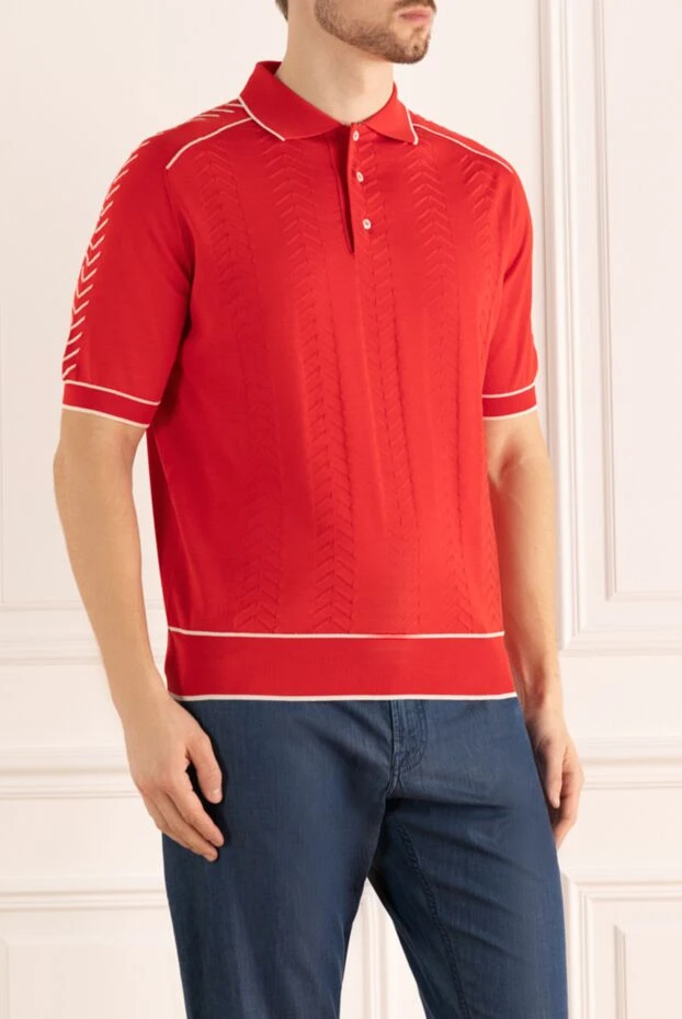 Stefano Ricci поло из хлопка и шелка красное мужское 160611 - фото 3