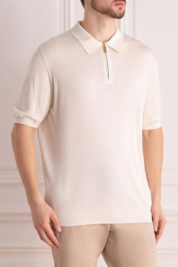 Stefano Ricci поло из шелка белое мужское 160632 - фото 3