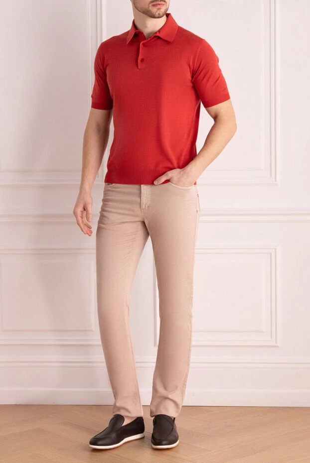 Stefano Ricci поло из шелка и кожи крокодила красное мужское 160633 - фото 2