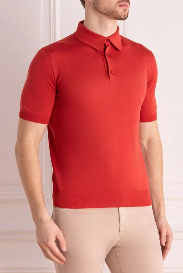 Stefano Ricci поло из шелка и кожи крокодила красное мужское 160633 - фото 3