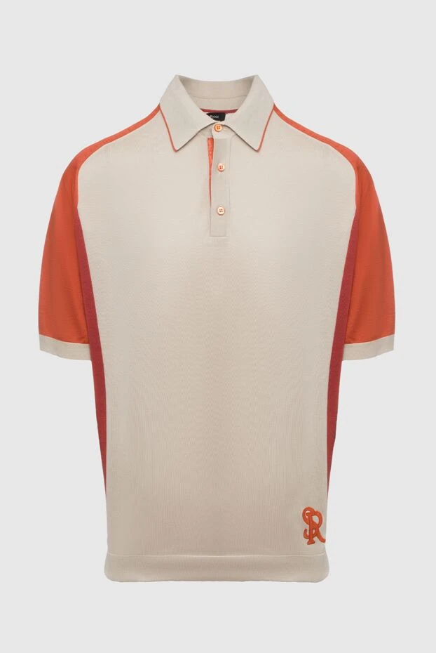 Polo from silk and crocodile leather white men's - photo 1