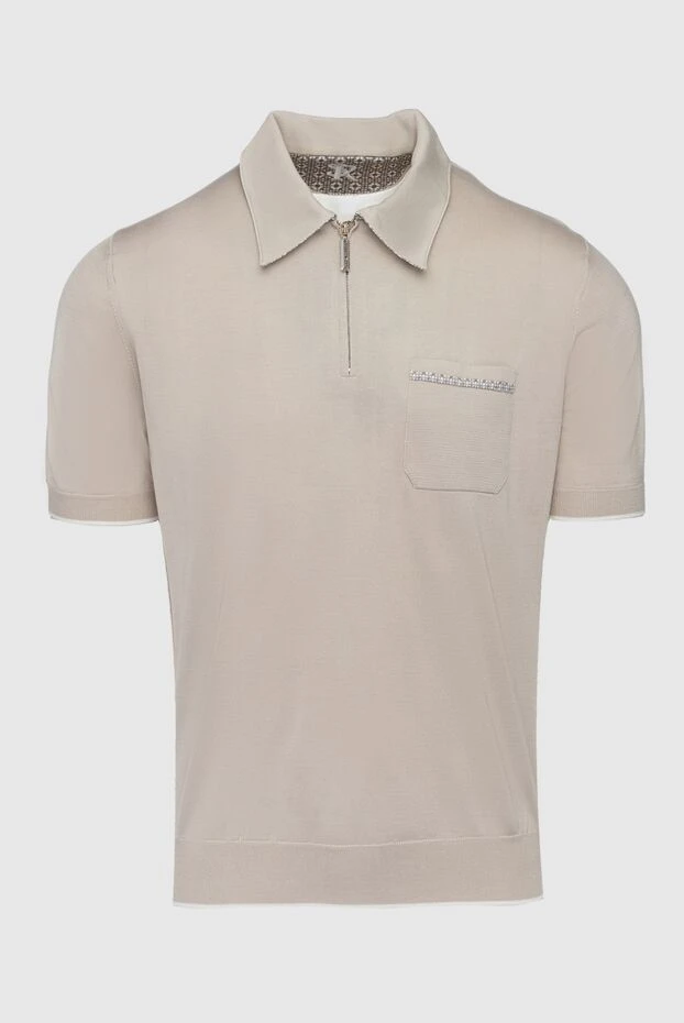 Beige silk polo for men - photo 1