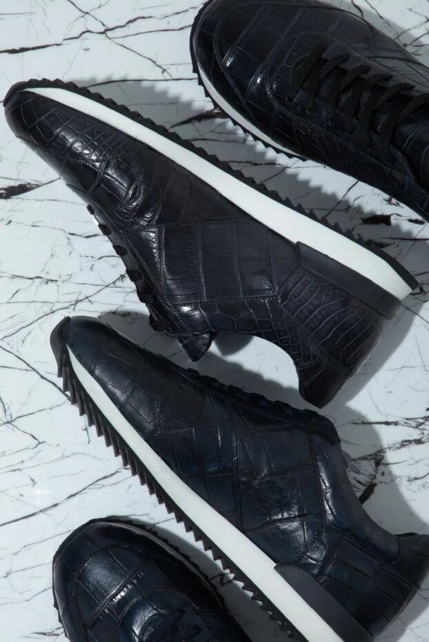 Cesare di Napoli кроссовки черные из натуральной крокодиловой кожи чёрного цвета 160665 - фото 2