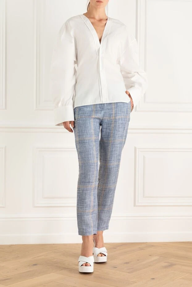 Lorena Antoniazzi woman blue linen trousers for women buy with prices and photos 160698 - photo 2