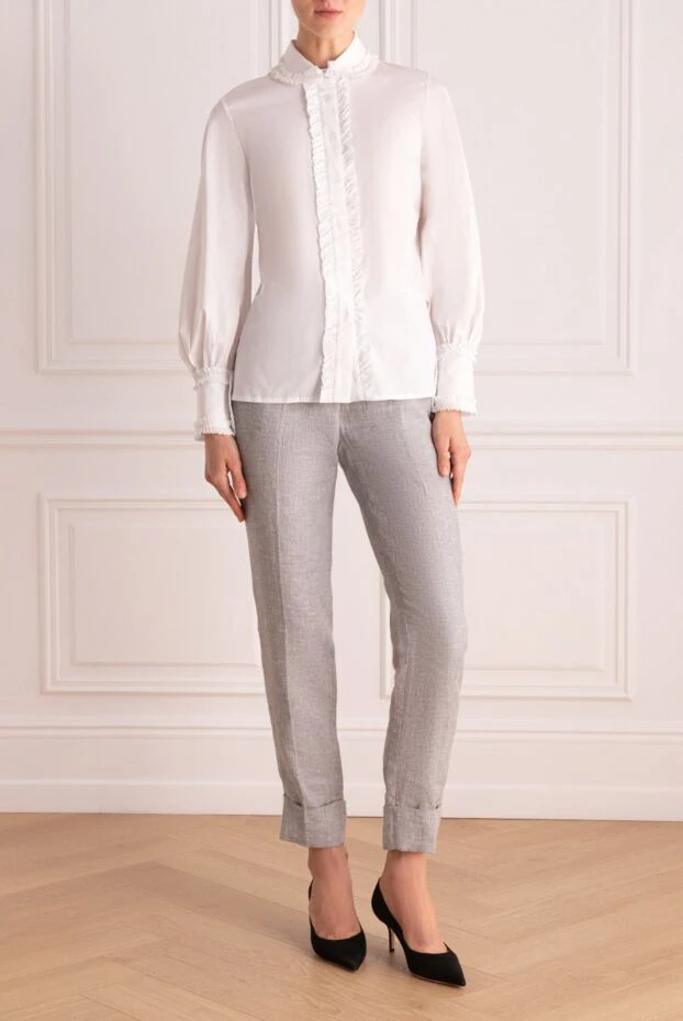 Lorena Antoniazzi женские брюки из хлопка и льна серые женские купить с ценами и фото 160707 - фото 2