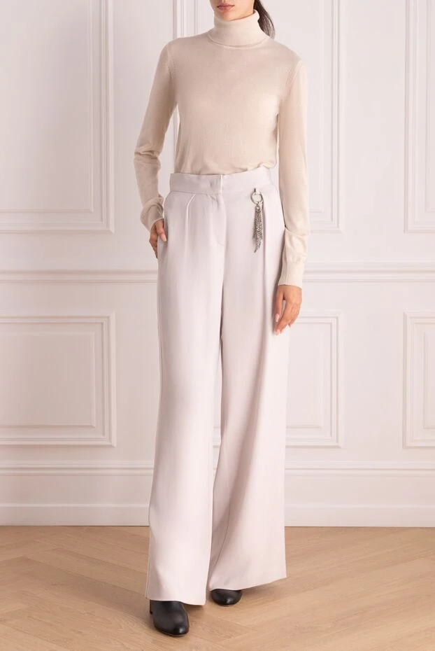 Lorena Antoniazzi женские брюки из вискозы белые женские купить с ценами и фото 160729 - фото 2
