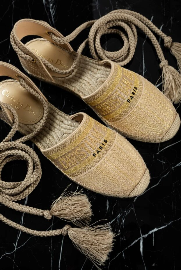 Dior women's yellow textile espadrilles with logo 160774 - photo 2