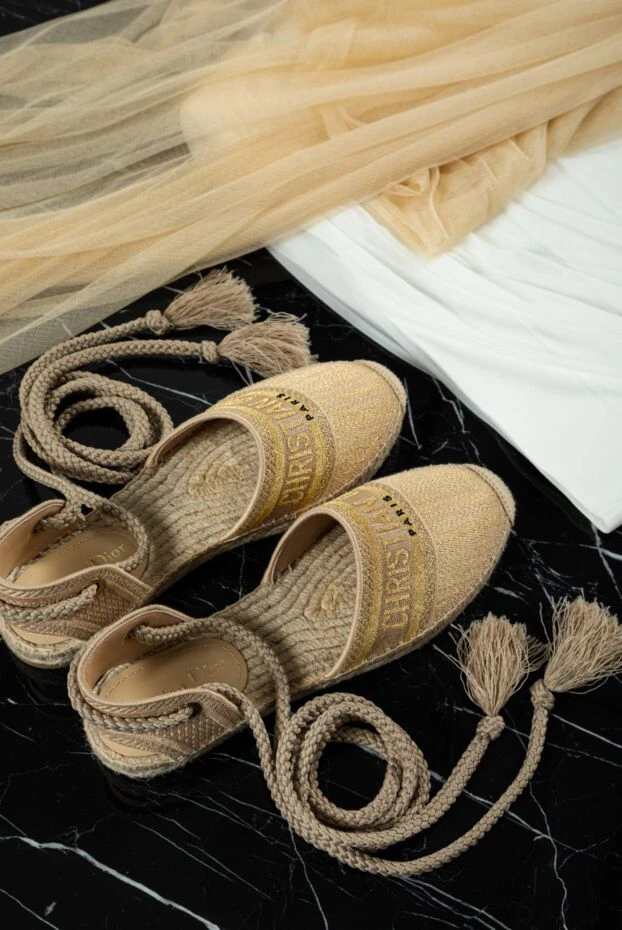 Dior women's yellow textile espadrilles with logo 160774 - photo 3