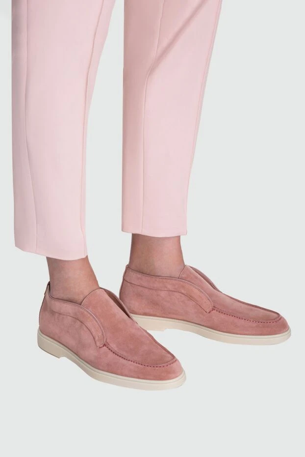 Santoni woman pink suede loafers for women buy with prices and photos 160798 - photo 2