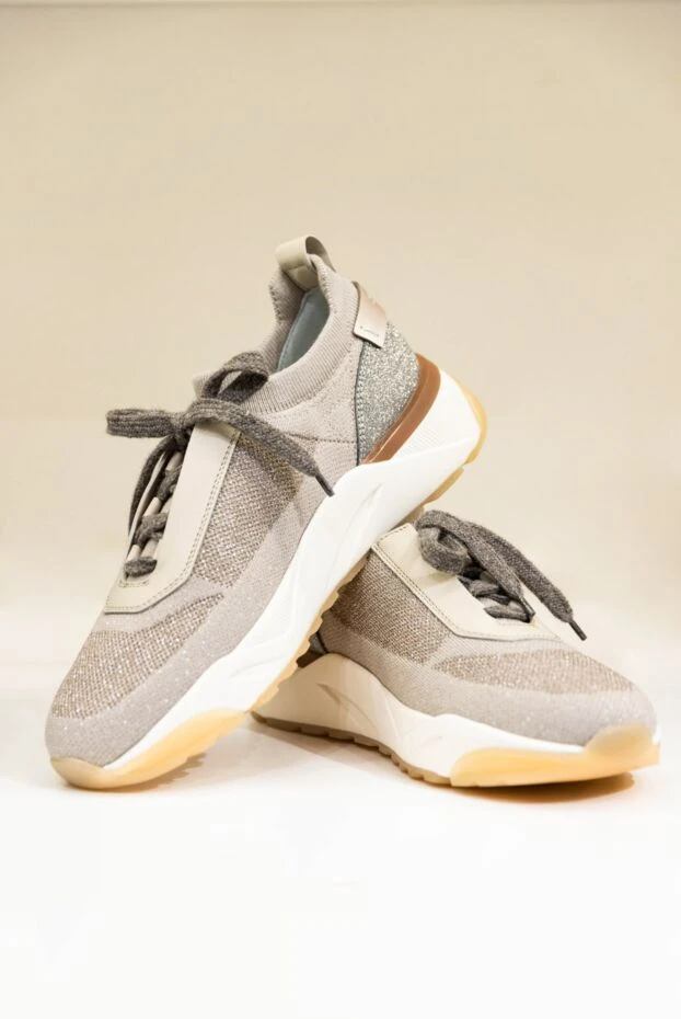 Santoni women's textile sneakers in beige 160801 - photo 2