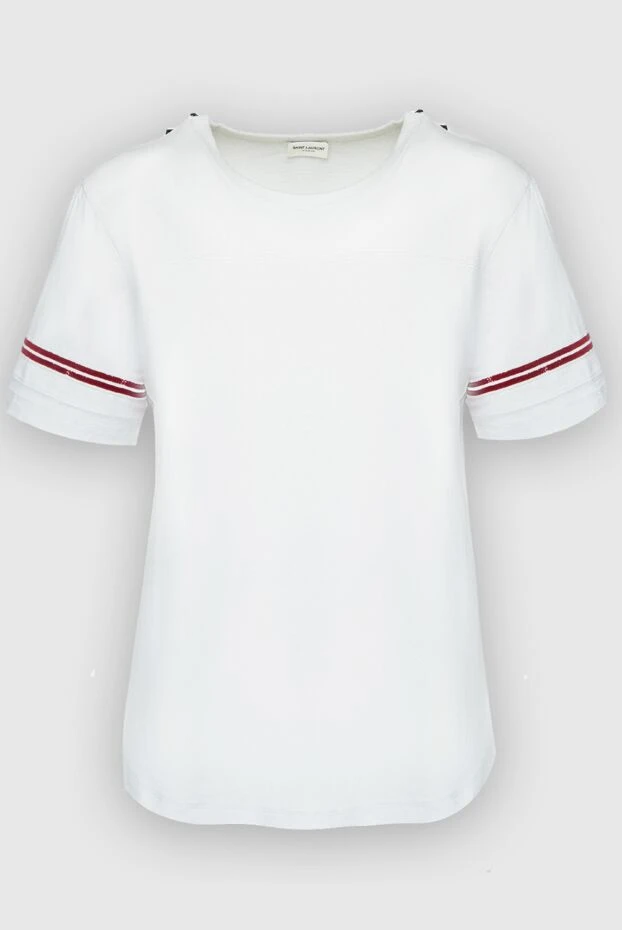 Saint Laurent женские футболка из хлопка белая женская купить с ценами и фото 160816 - фото 1