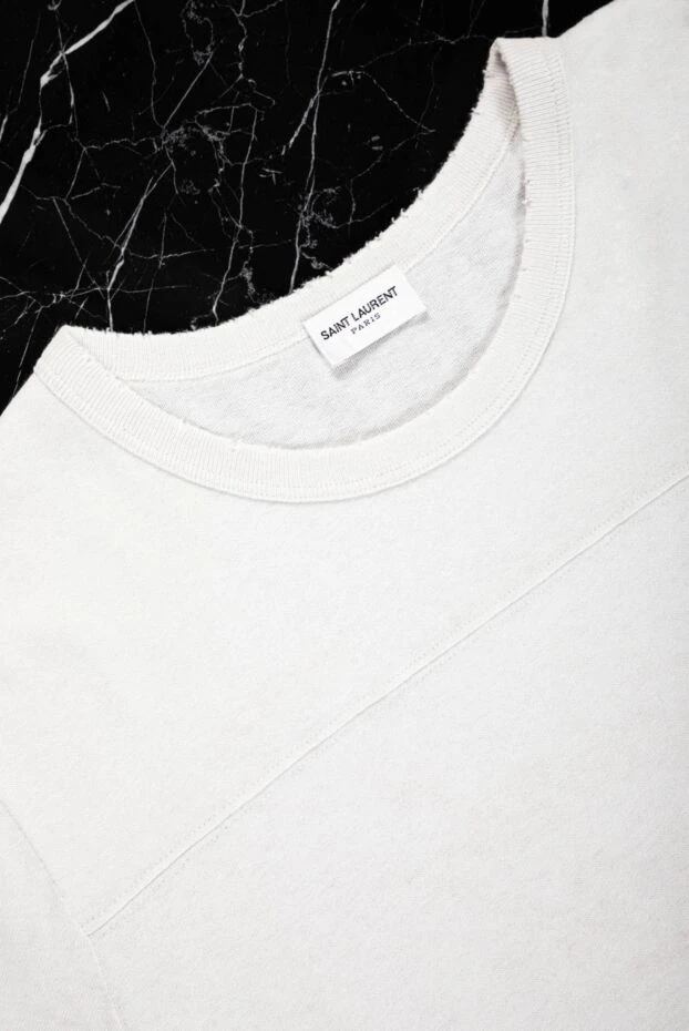 Saint Laurent футболка белая хлопковая женская с лентами ламе 160816 - фото 3