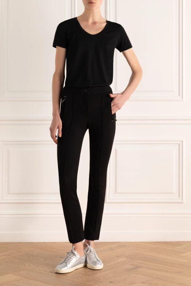 Moncler women's slim-fit pants with logo black 160857 - photo 2