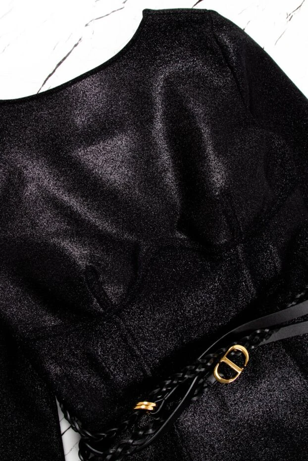 Herve Leger платье мини черное с открытой спиной и блестящим напылением женское 160865 - фото 3