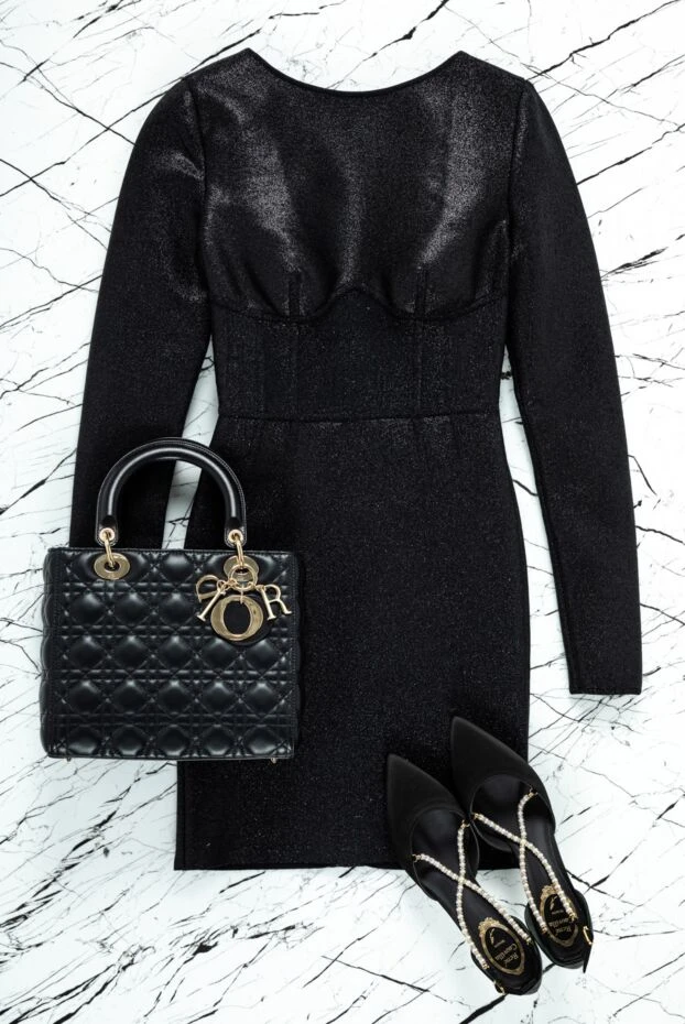 Herve Leger mini black dress with an open back and shiny spray women's 160865 - photo 2