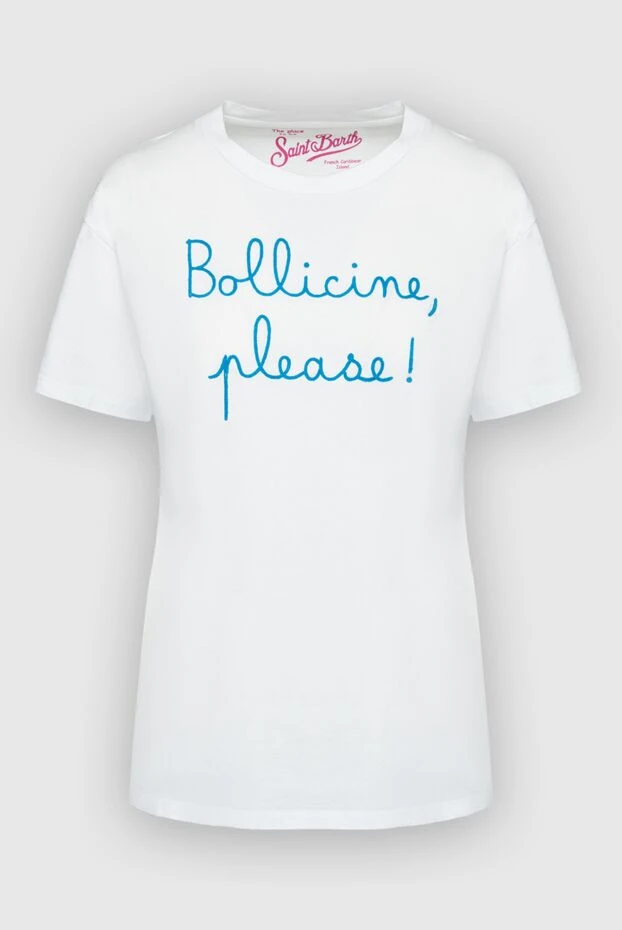 MC2 Saint Barth women's white cotton t-shirt with an embroidered inscription on the chest 160893 - photo 1