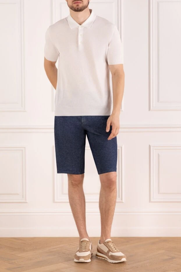 Scissor Scriptor man cotton and linen shorts blue for men 160909 - photo 2