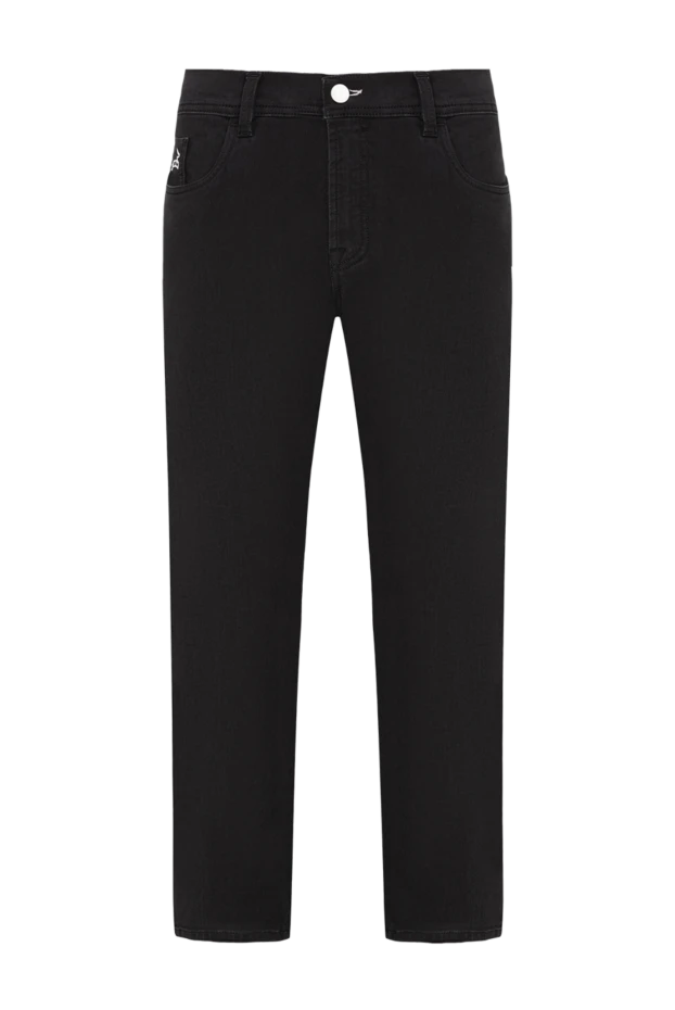Scissor Scriptor men's black jeans with contrasting white stitching and embroidery on the pocket 160918 - photo 1