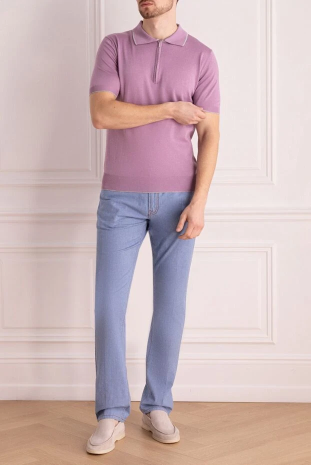 Scissor Scriptor man blue cotton and linen jeans for men 160919 - photo 2