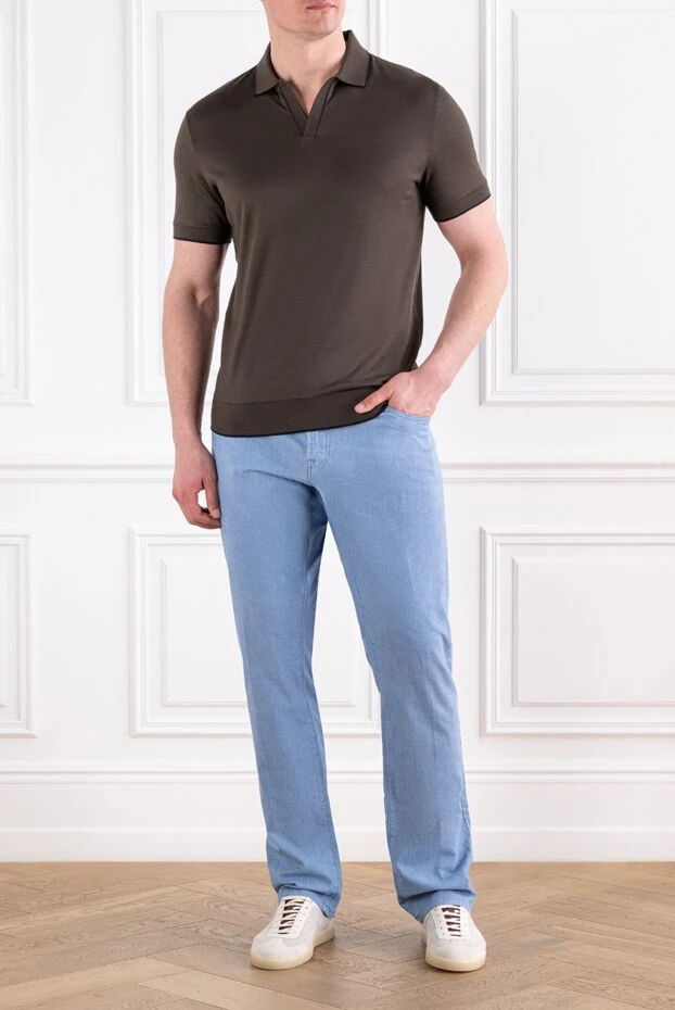 Scissor Scriptor men's blue jeans with contrasting orange fittings and trim 160919 - photo 3