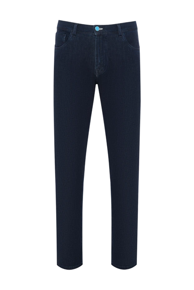 Scissor Scriptor men's dark blue jeans with a light blue button and contrast stitching 160930 - photo 1