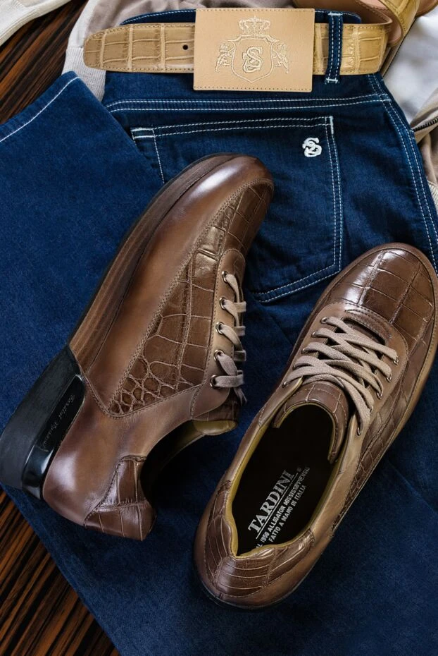 Scissor Scriptor men's dark blue jeans with a light blue button and contrast stitching 160930 - photo 2