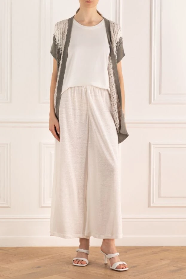 Gran Sasso женские брюки из льна белые женские купить с ценами и фото 160946 - фото 2