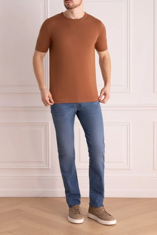 Gran Sasso мужские джемпер с коротким рукавом из хлопка коричневый мужской купить с ценами и фото 160962 - фото 2