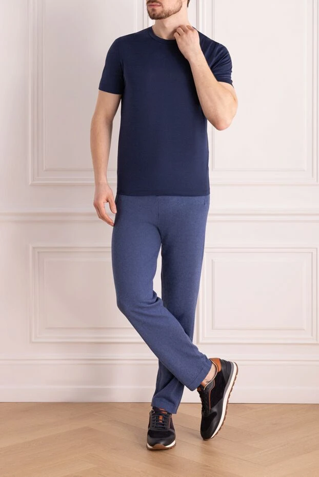 Gran Sasso мужские футболка из хлопка синяя мужская купить с ценами и фото 160969 - фото 2