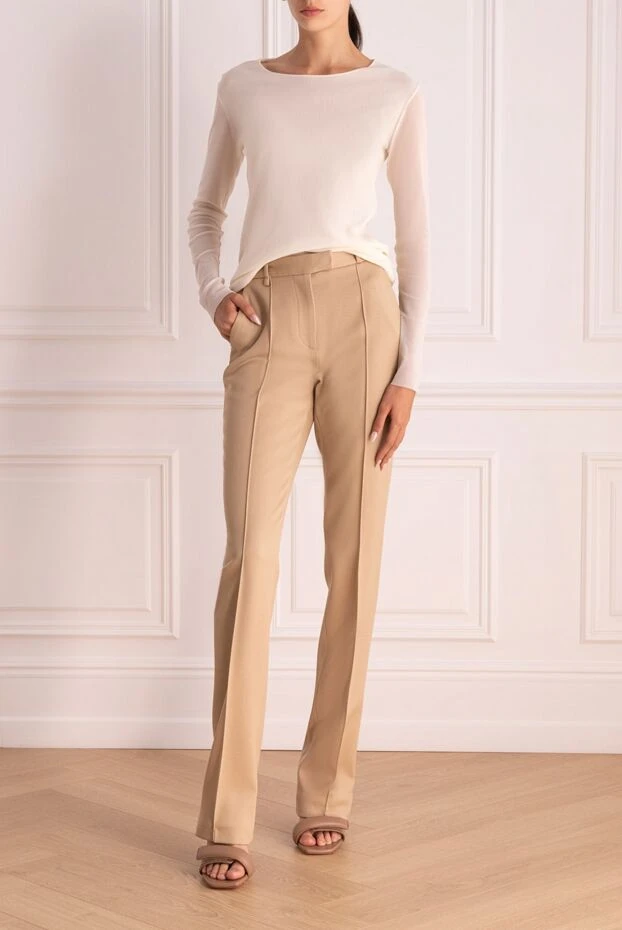 Giuseppe Di Morabito женские брюки из шерсти бежевые женские купить с ценами и фото 160993 - фото 2