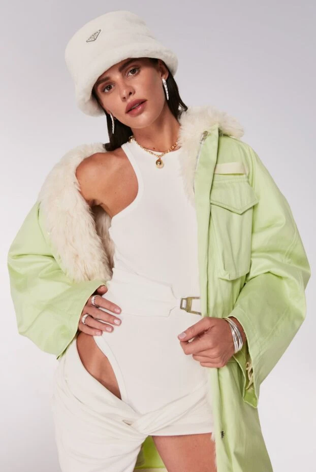 The Attico women's light green cotton parka with patch pockets and fur trim 161029 - photo 2