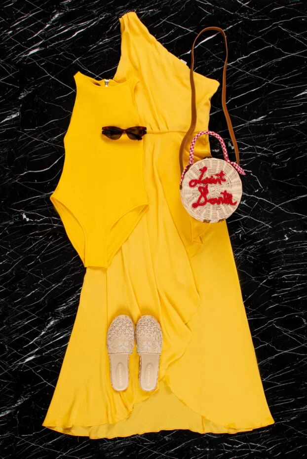 OYE Swimwear купальник злитий жовтий з високим горлом та блискавкою 161036 - фото 3