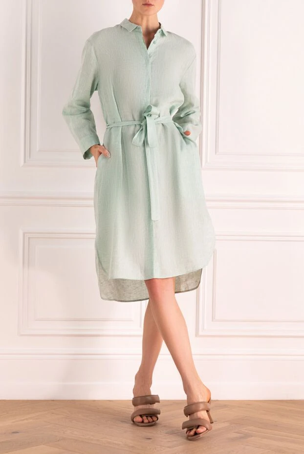 Peserico woman green linen dress for women 161083 - photo 2