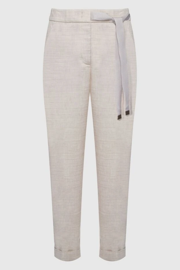 Peserico женские брюки из льна и шерсти бежевые женские купить с ценами и фото 161107 - фото 1