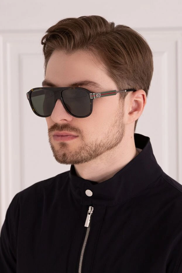 Gucci мужские очки солнцезащитные из металла и пластика черные мужские купить с ценами и фото 161150 - фото 2