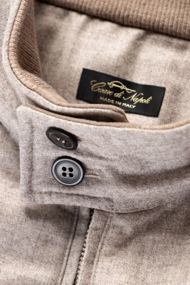 Cesare di Napoli mens beige wool and cashmere bomber jacket with high collar and buttons 161199 - photo 3