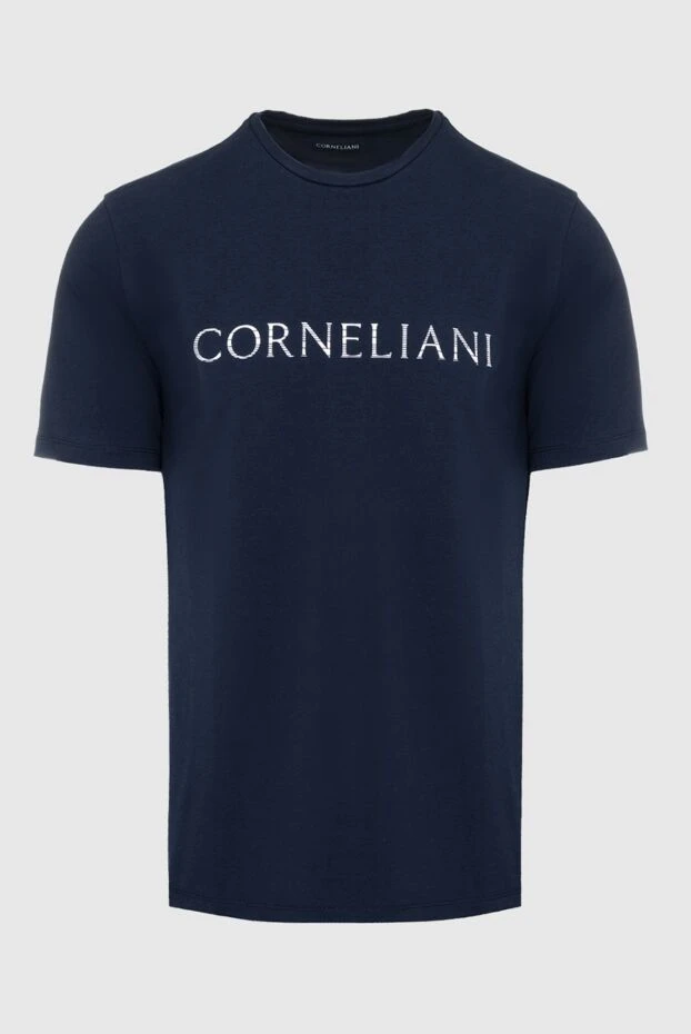 Corneliani футболка синя з м'якої бавовни з контрастним логотипом 195549 - фото 1