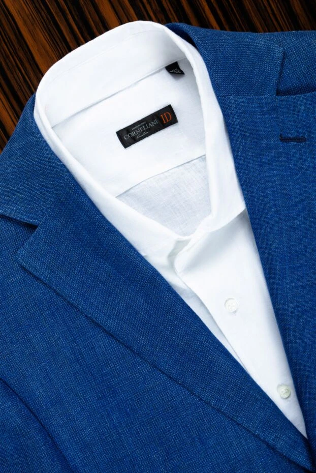 Corneliani men's white textured linen shirt with a neat pocket 161259 - photo 2