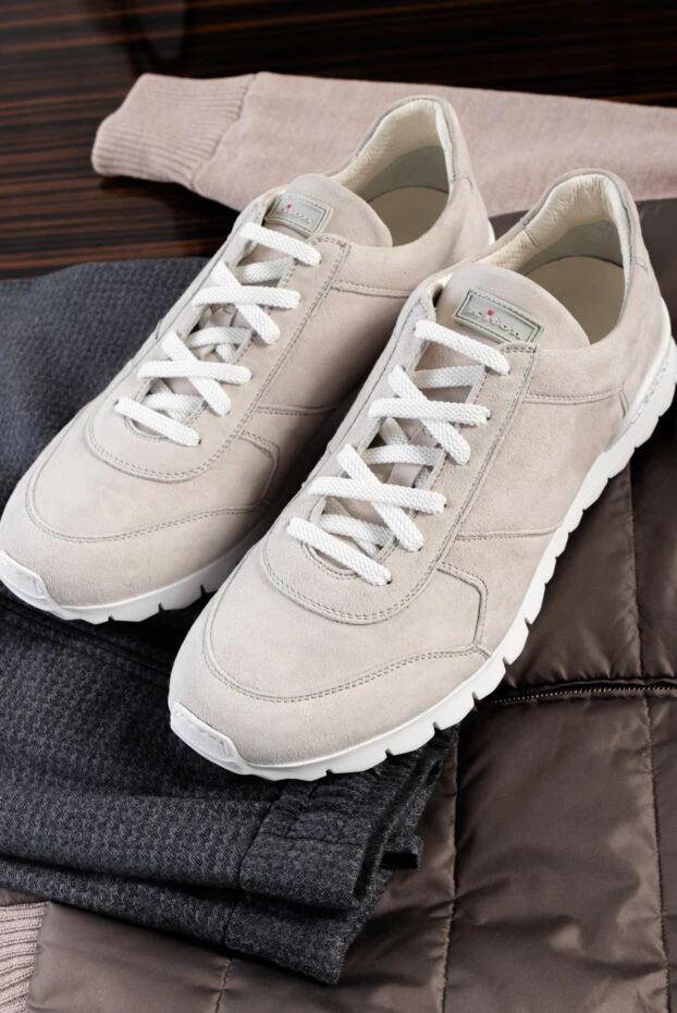 Kiton light beige suede sneakers with cushioning sole 161296 - photo 2