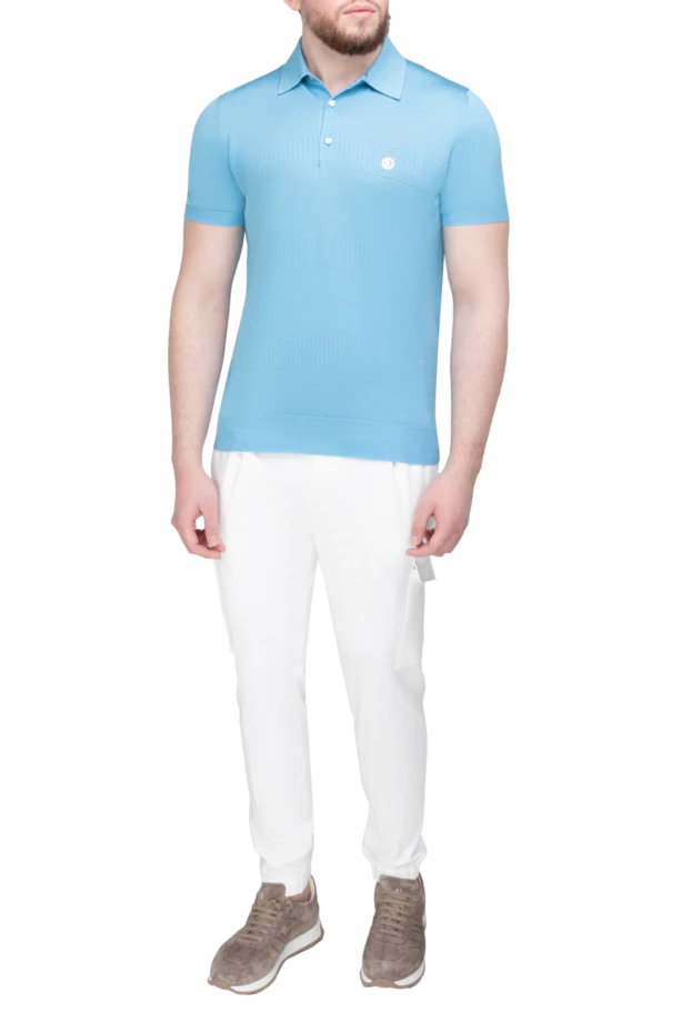 Stefano Ricci blue silk polo for men 161357 - photo 2