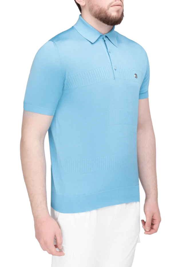 Stefano Ricci blue silk polo for men 161357 - photo 3