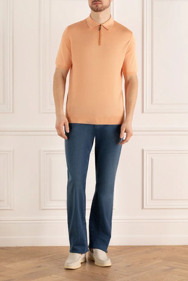 Stefano Ricci поло из шелка и кожи крокодила оранжевое мужское 161367 - фото 2