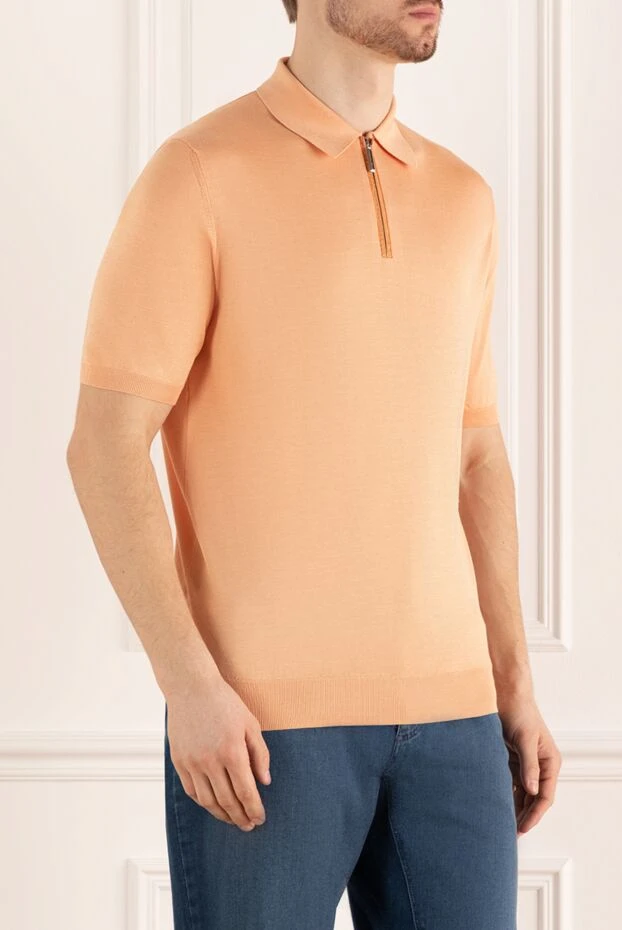 Stefano Ricci поло из шелка и кожи крокодила оранжевое мужское 161367 - фото 3